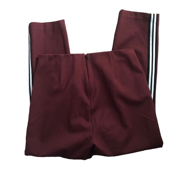 Rag & Bone Simone Cropped Ponte Pant Size 4 Burgundy Track Side Stripes Back Zip - Picture 6 of 7
